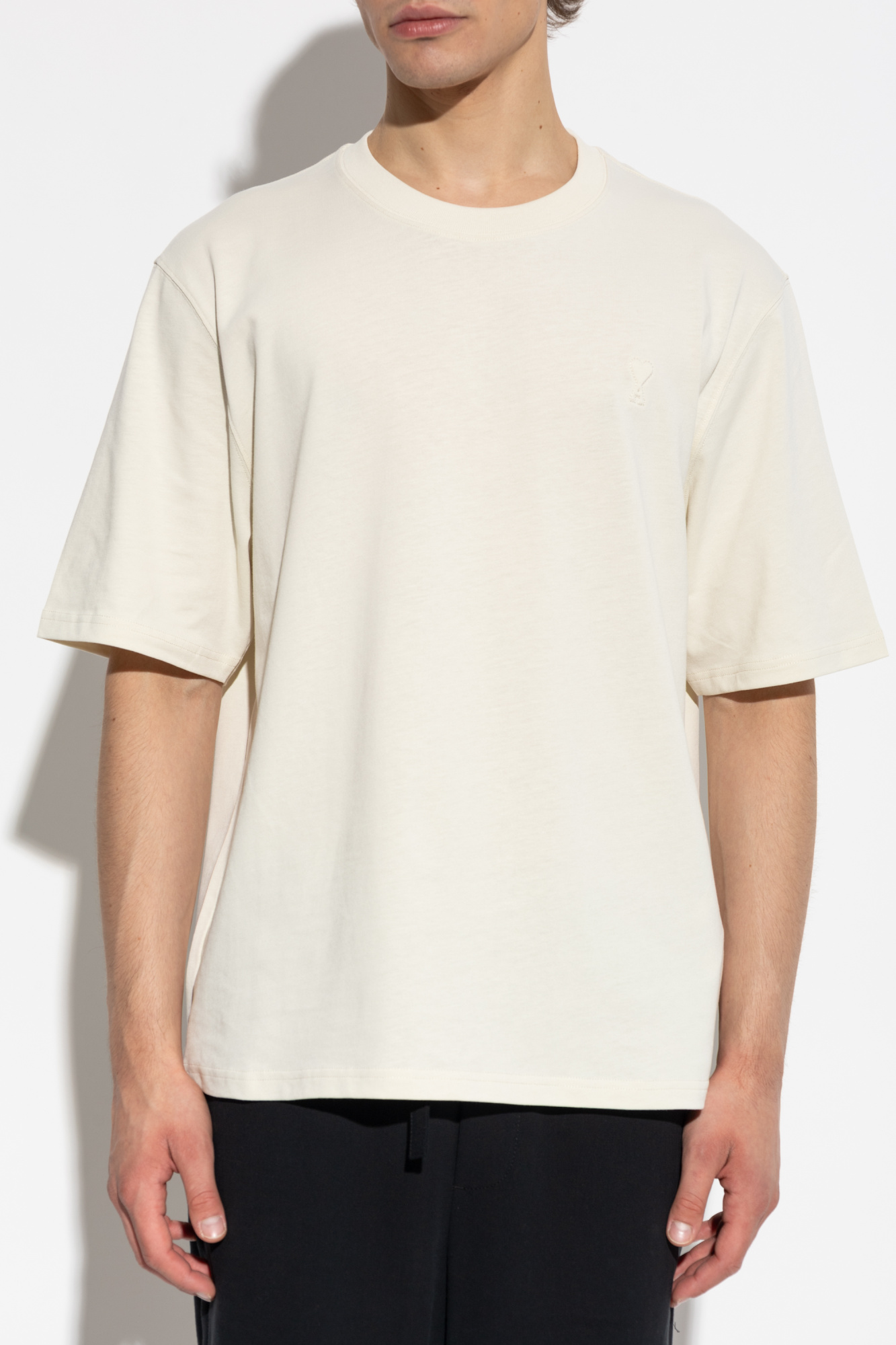 Cream T-shirt with logo Ami Alexandre Mattiussi - Vitkac GB